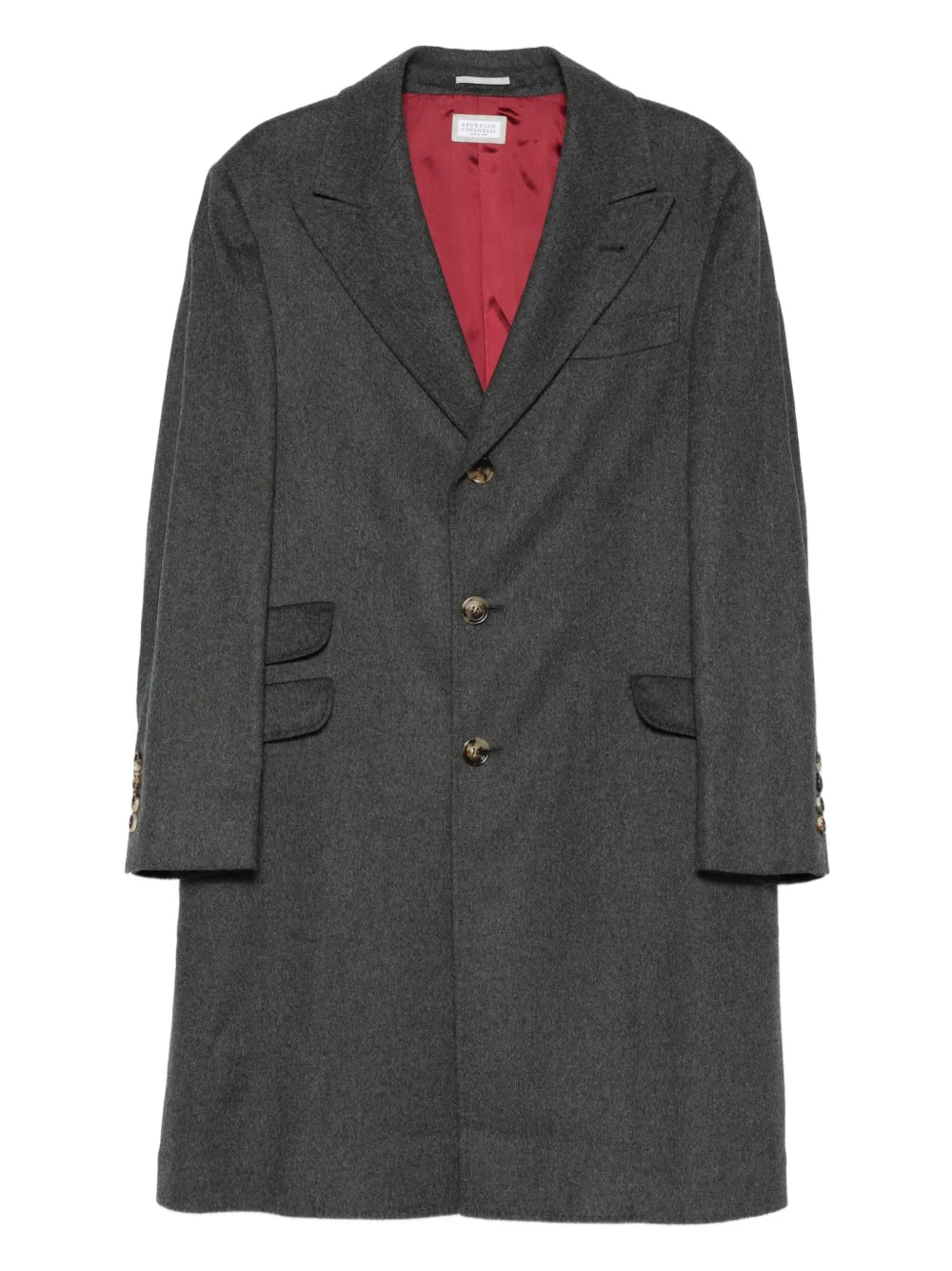 Brunello Cucinelli Button-fastening Flap-pocket Coat In Gray