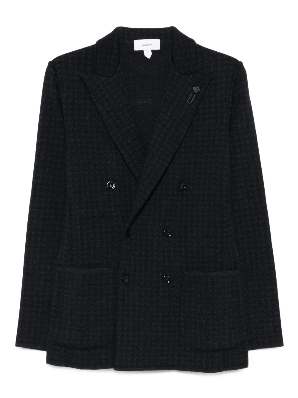 Lardini Double-breasted Jacket With Houndstooth Pattern In Black