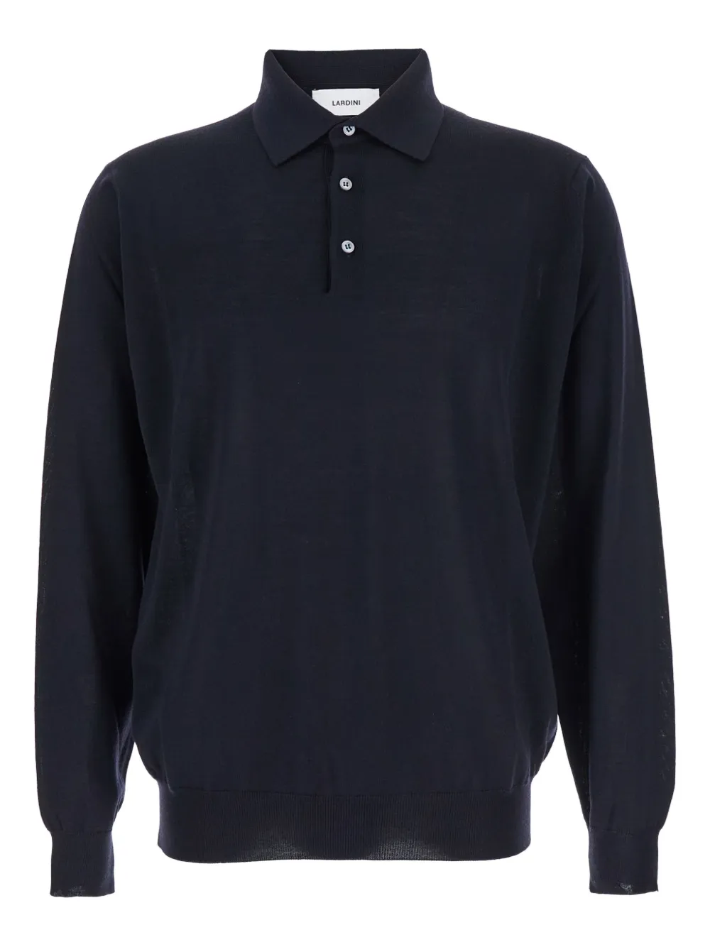 Lardini Blue Polo With Classic Collar And Long Sleeves In Cotton And Silk Blend Man In Blue