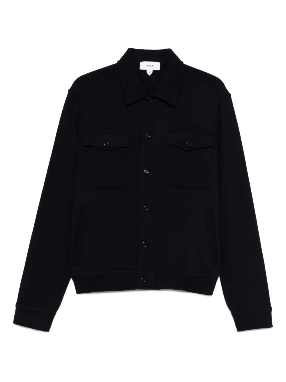 Lardini Button-up Knit Jacket With Chest Pockets In Black