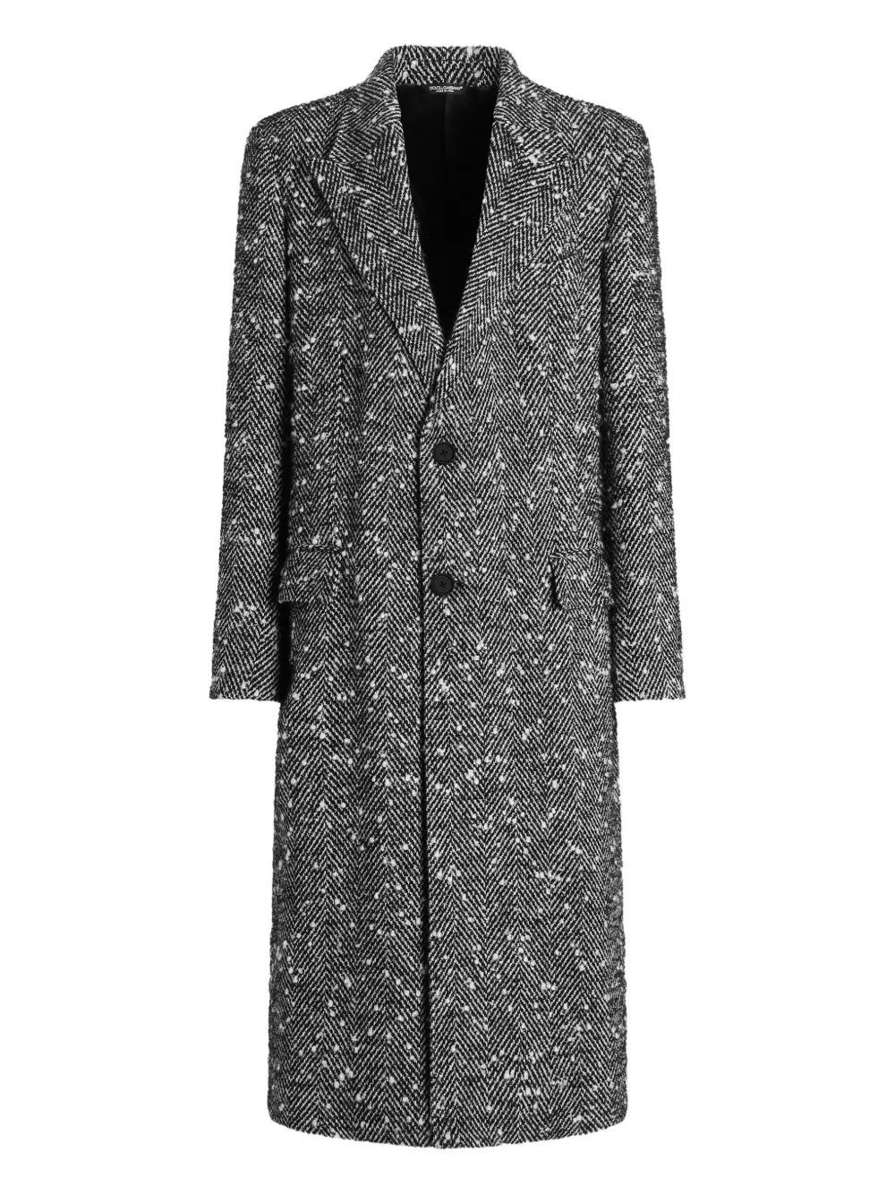 Dolce & Gabbana Herringbone Long Coat Flap Pockets In Multi
