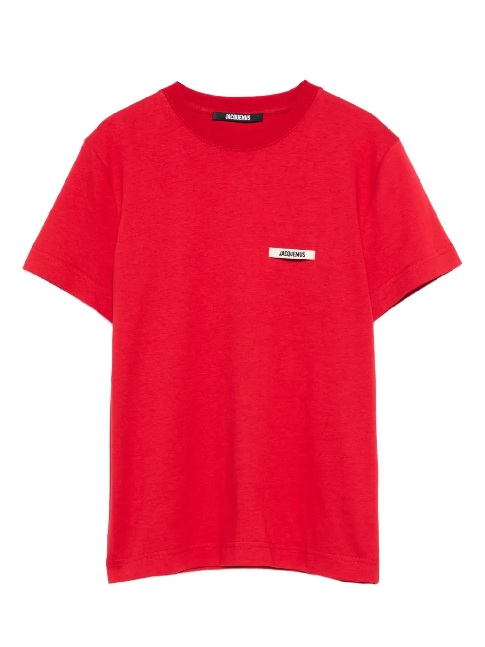 Jacquemus Crew Neck Short Sleeve Tops With Ribbed Detail In Red