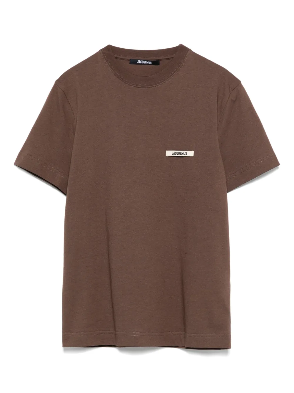 Jacquemus Ribbed Collar Crew-neck T-shirt In Cotton In Brown
