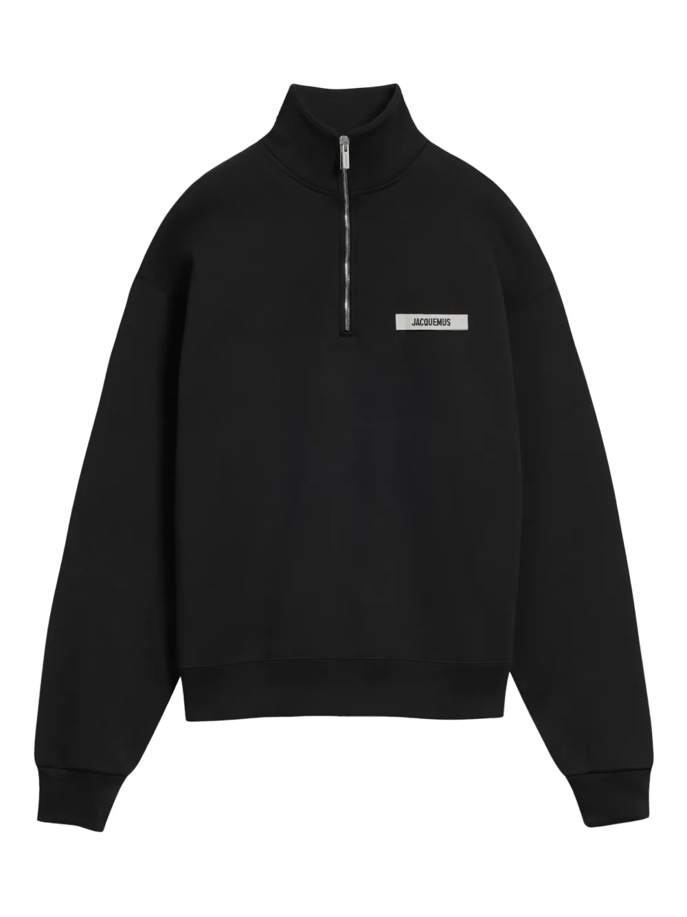 Jacquemus Grog Grain Zip-neck Sweatshirt In Black