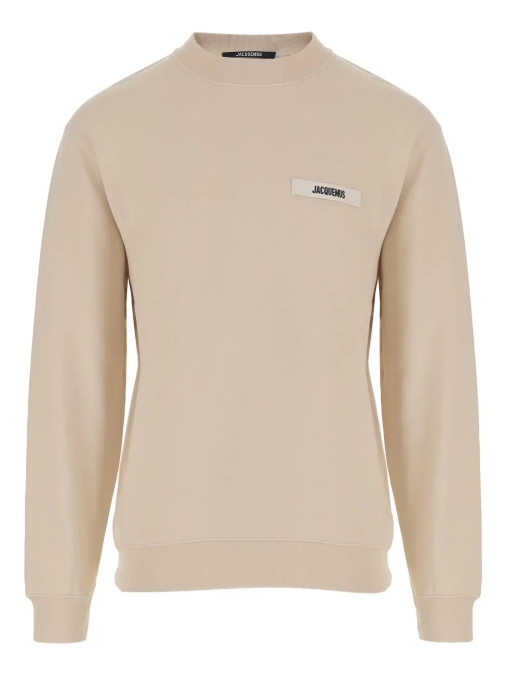Jacquemus Men The Gros Grain Crewneck Sweatshirt With Logo Plaque In Nude