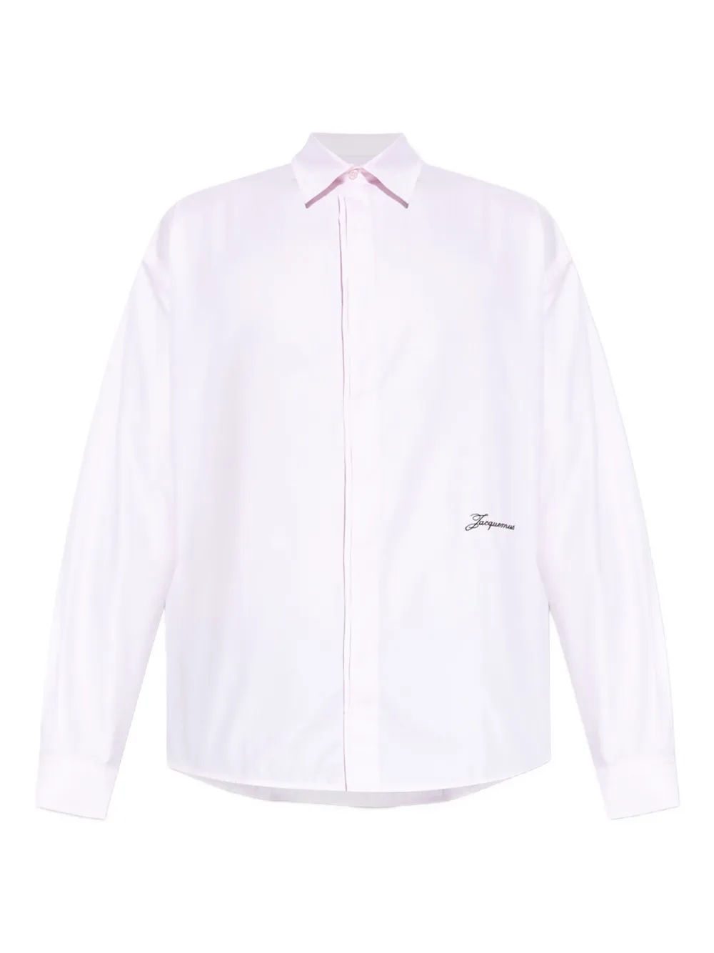 Jacquemus Men Shirt With Embroidered Logo And Herringbone Pattern In Multi
