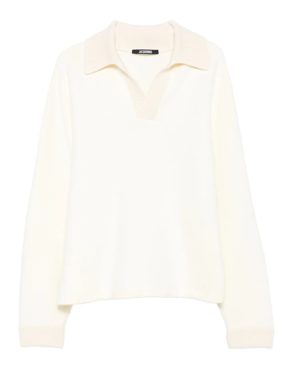 Jacquemus Men Ribbed Sweater With Polo Collar In Nude