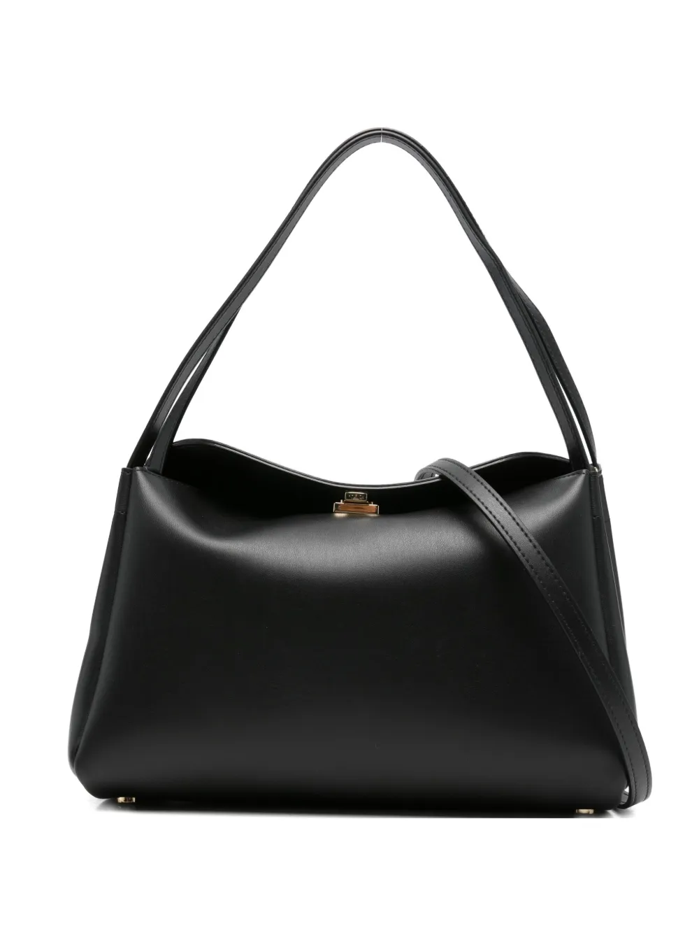 Themoire' Shoulder Bag With Snap Closure In Black