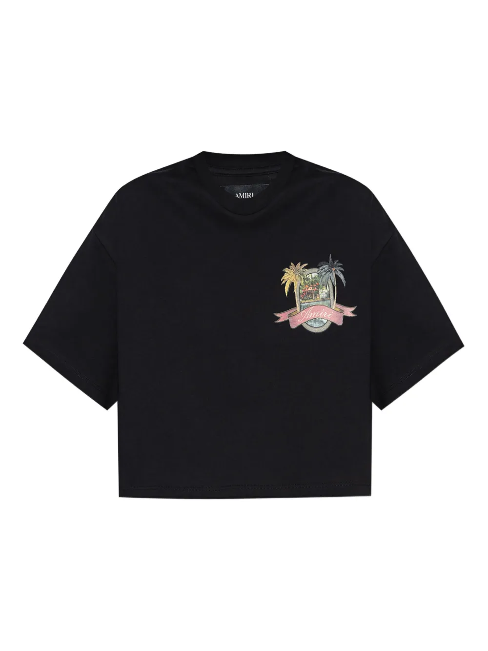Amiri Paradise Graphic Crop T-shirt In Black