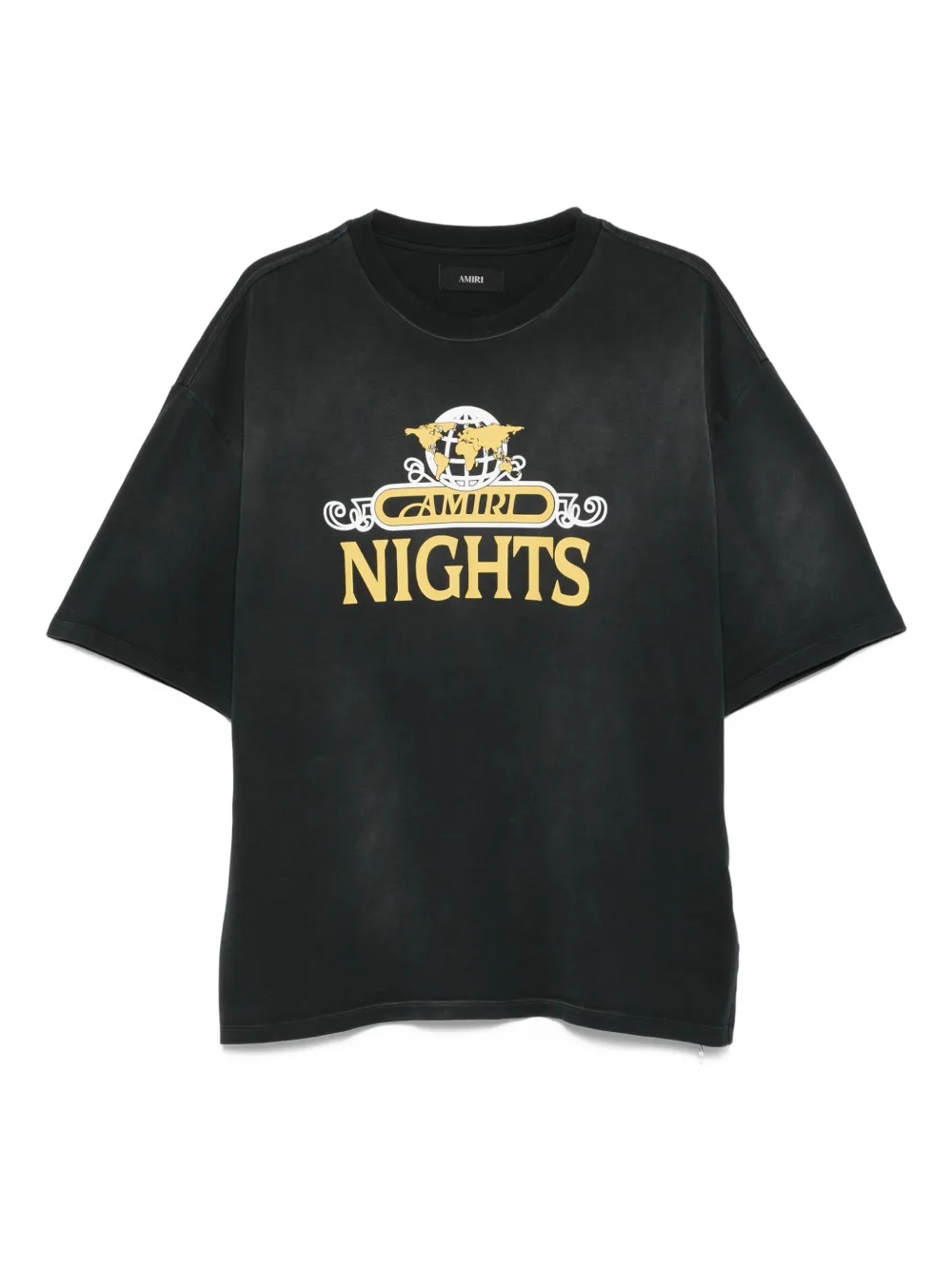 Amiri Night Graphic Print Crew Neck Short Sleeves In Black