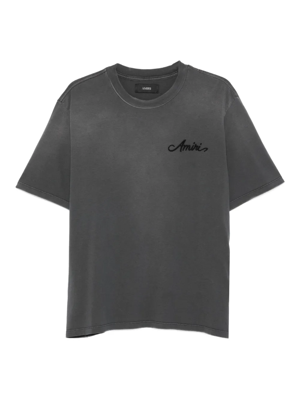 Amiri Men Cotton T-shirt With Embroidery In Gray