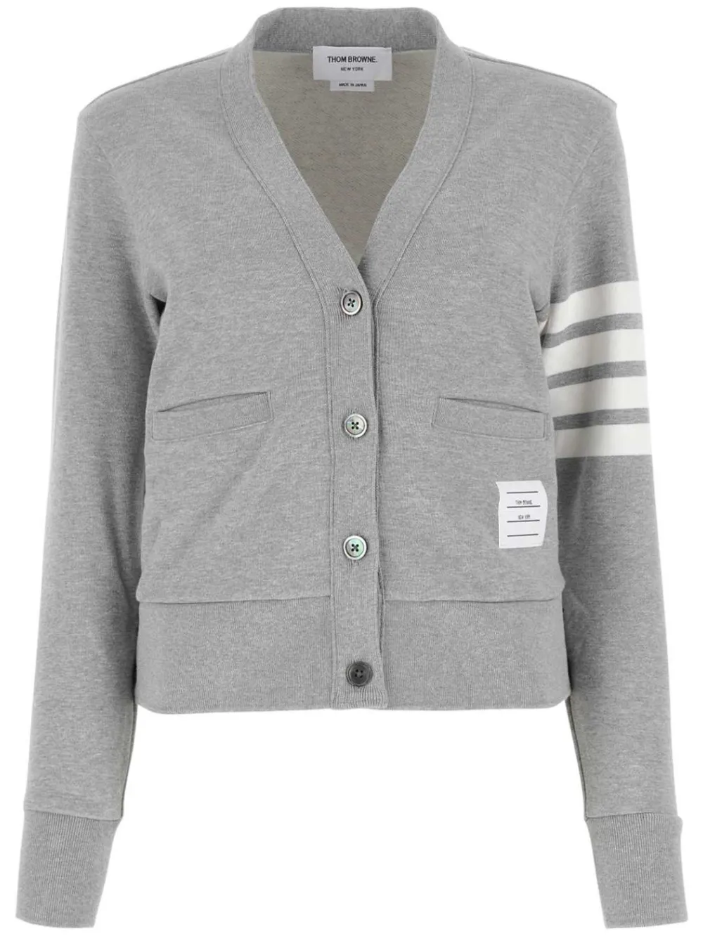 Thom Browne Striped Cardigan In Gray