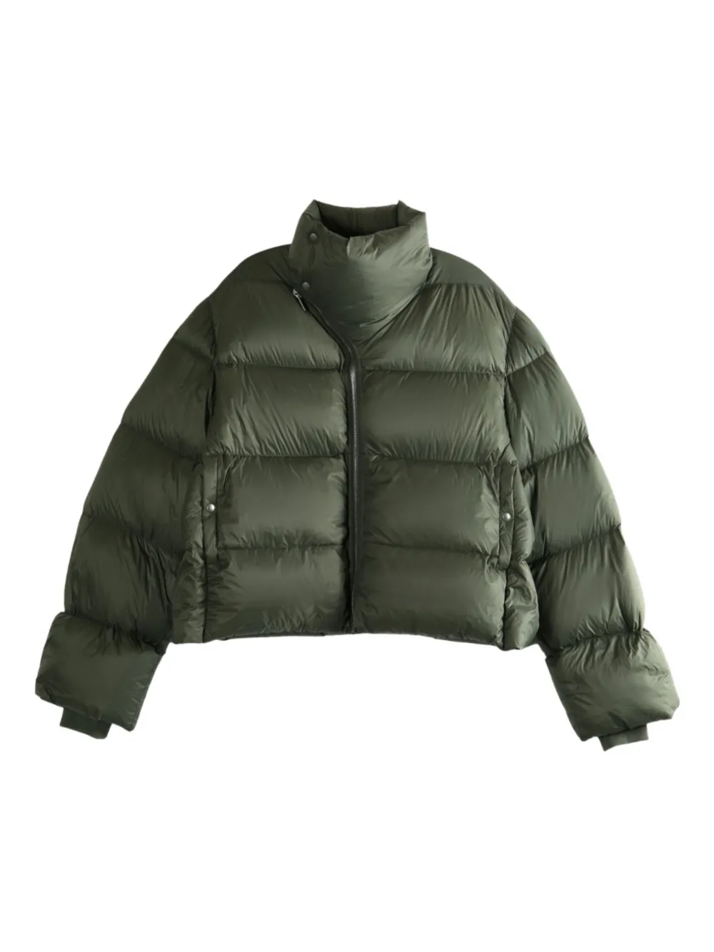 Rick Owens Asymmetrical Zip Down Jacket Turtle Design In Green