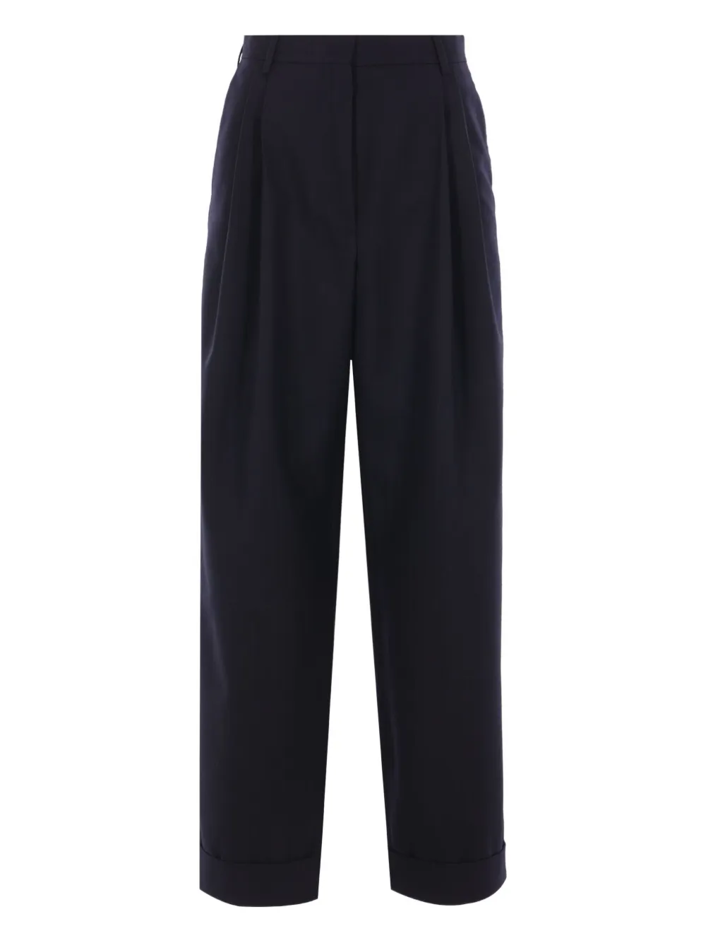 Dries Van Noten Partan Pleated Trousers Cuffed Hem In Blue