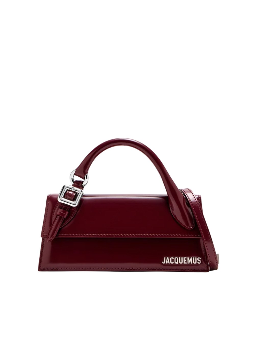 Jacquemus Burgundy Brusched Leather Le Chiquito Long Boucle Handbag In Burgundy