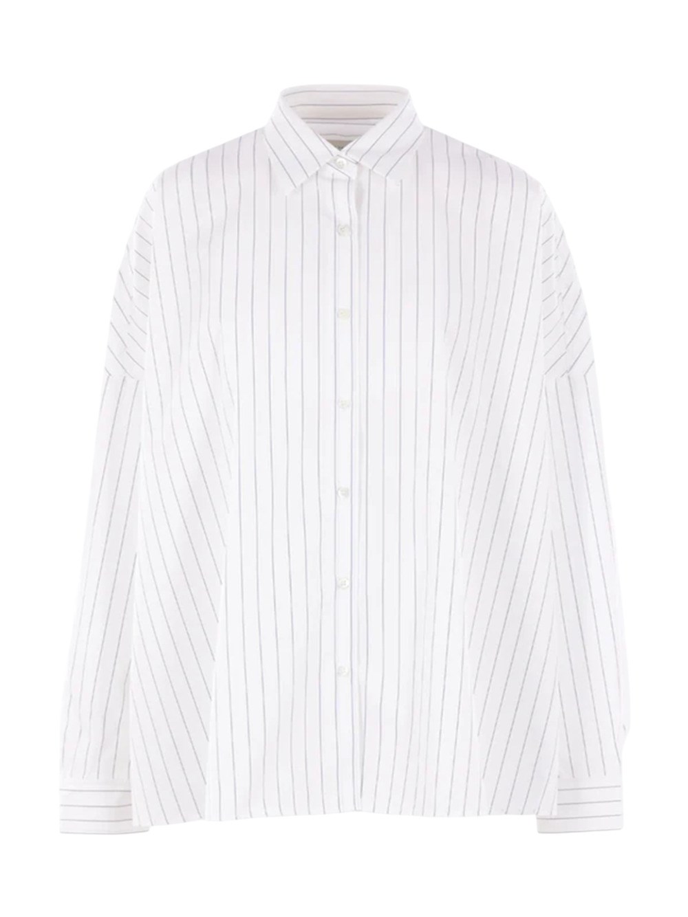 Dries Van Noten White Striped Cotton Cocoon Shirt In White