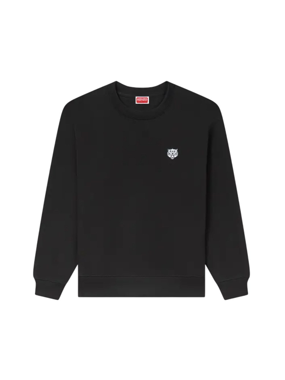 Kenzo Lightweight Tiger Sweatshirt Ribbed Cuffs In Black