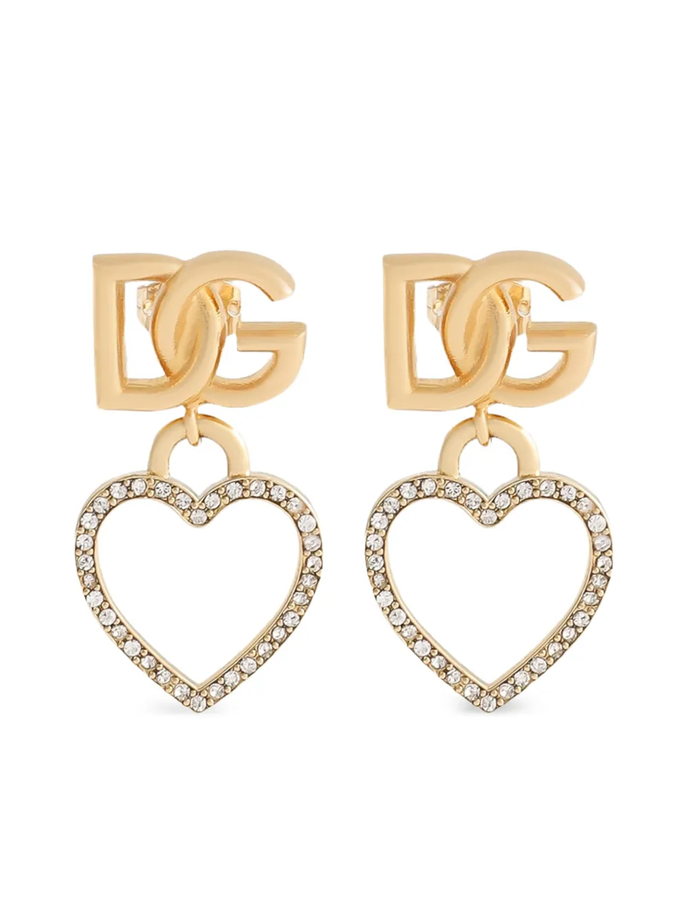 Dolce & Gabbana Dg Logo And Heart Stud Earrings In Gold