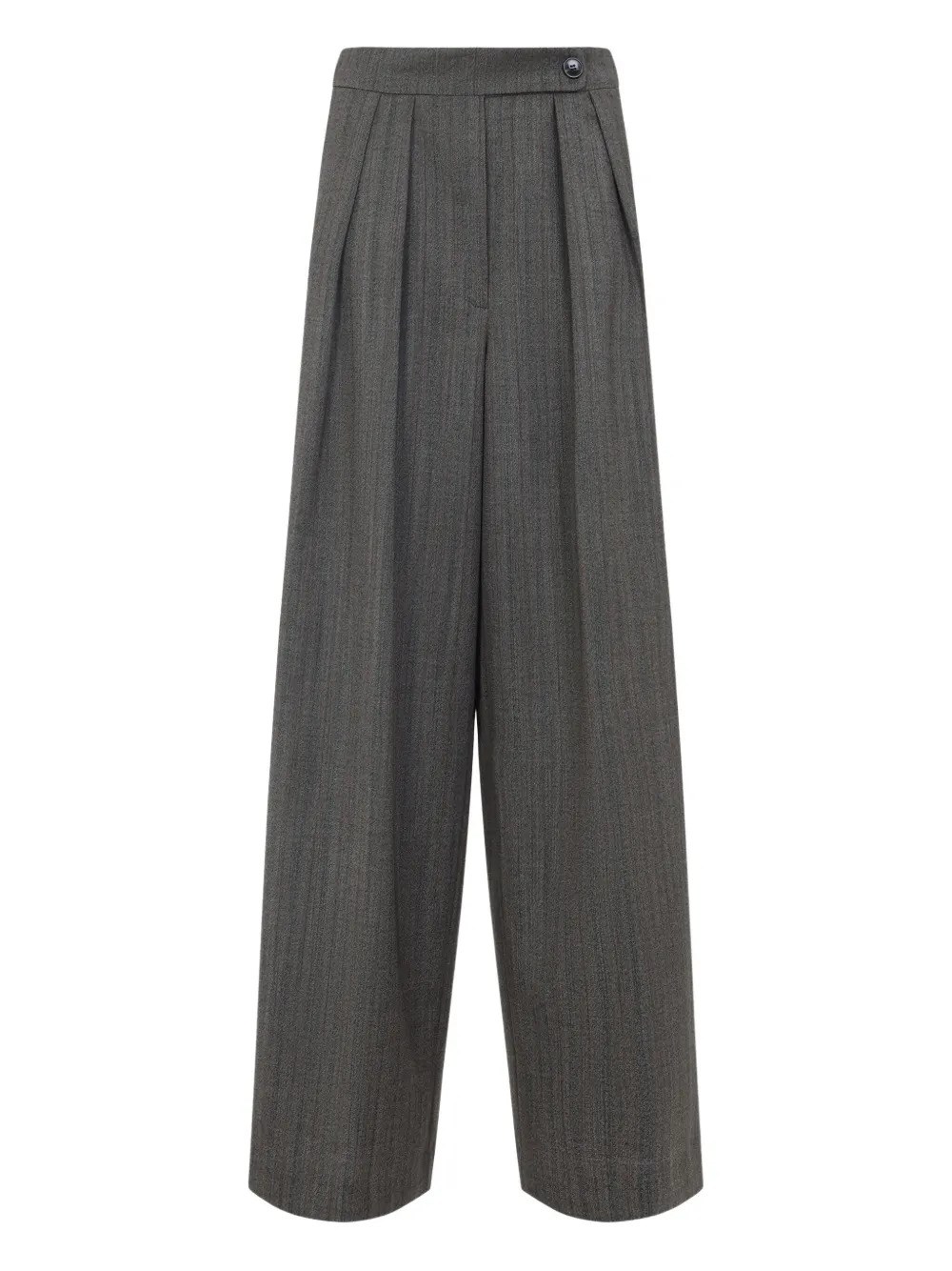 Dries Van Noten High Waist Wide Leg Trousers With Button Detail In Gray
