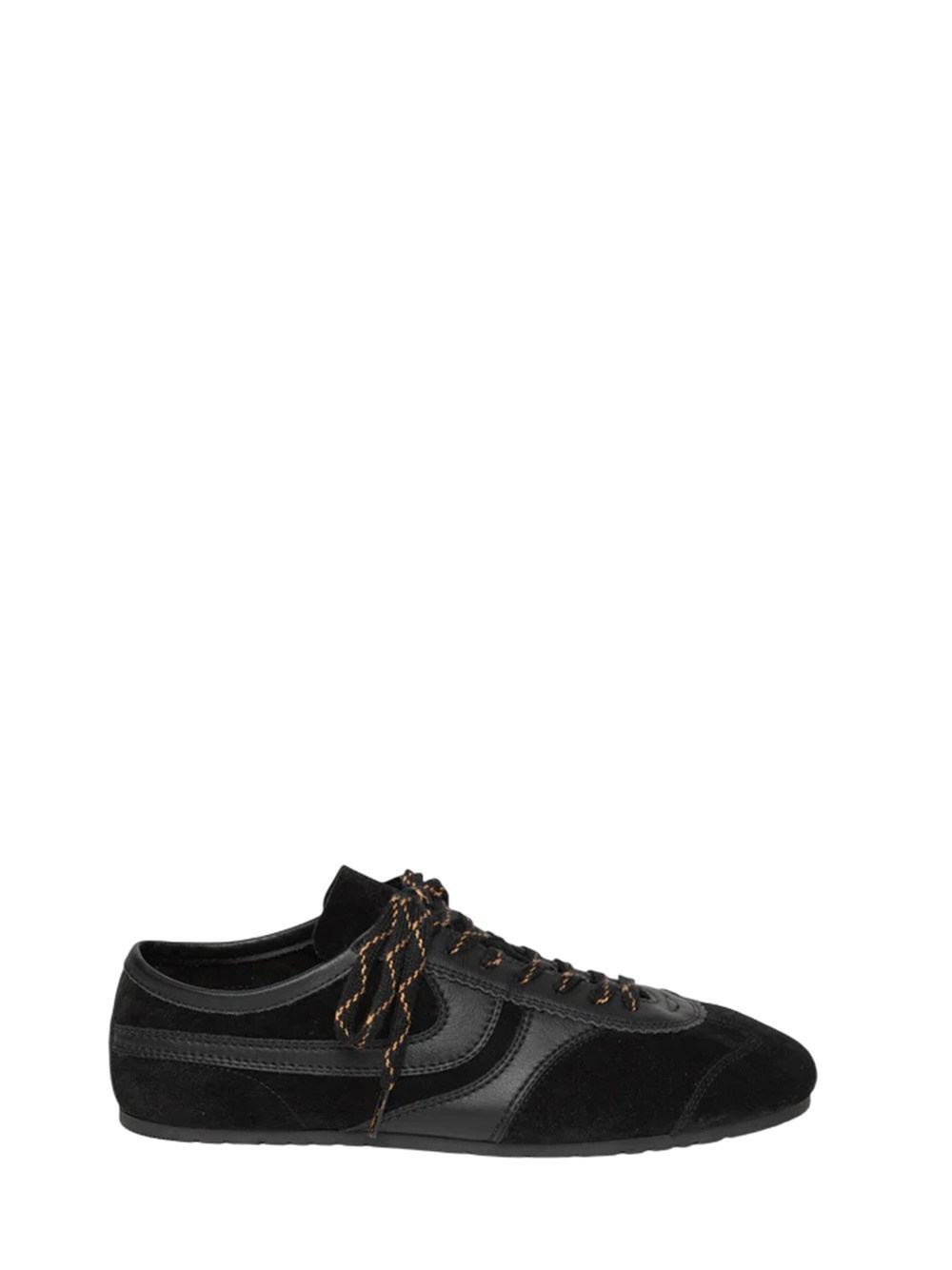 Dries Van Noten Double Lacing Suede Sneakers With Leather Inserts Shoes In Black