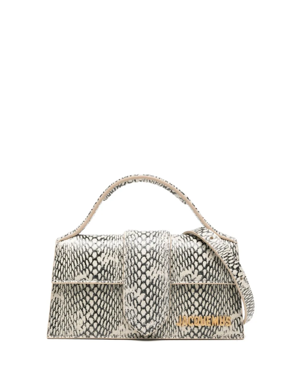Jacquemus Snake-print Top-handle Tote Bag In Brown