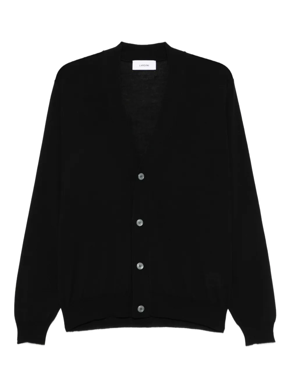 Lardini Wool Cardigan With V-neck And Long Sleeves In Black