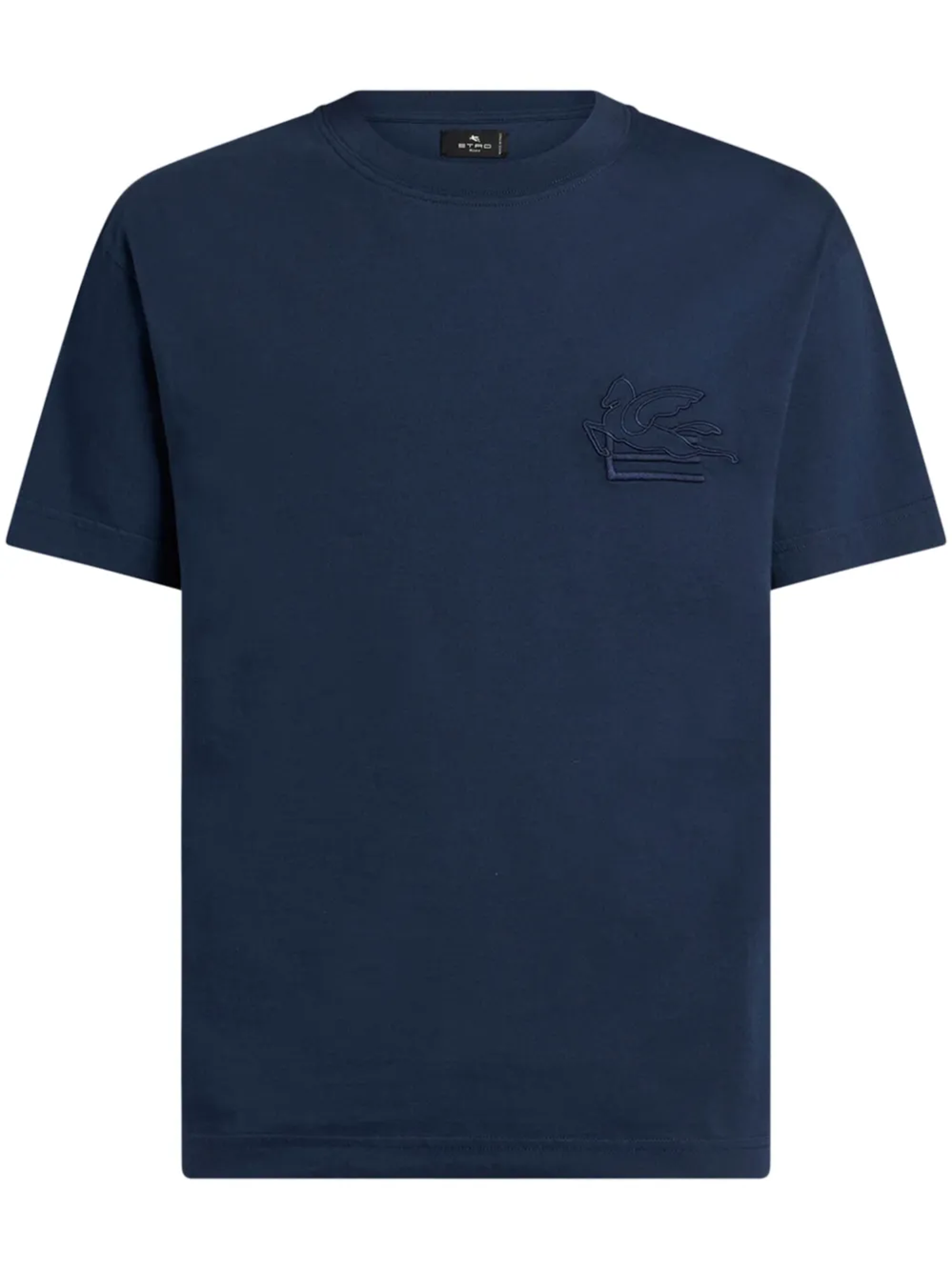 Etro Men T-shirt With Pegasus Embroidery In Blue