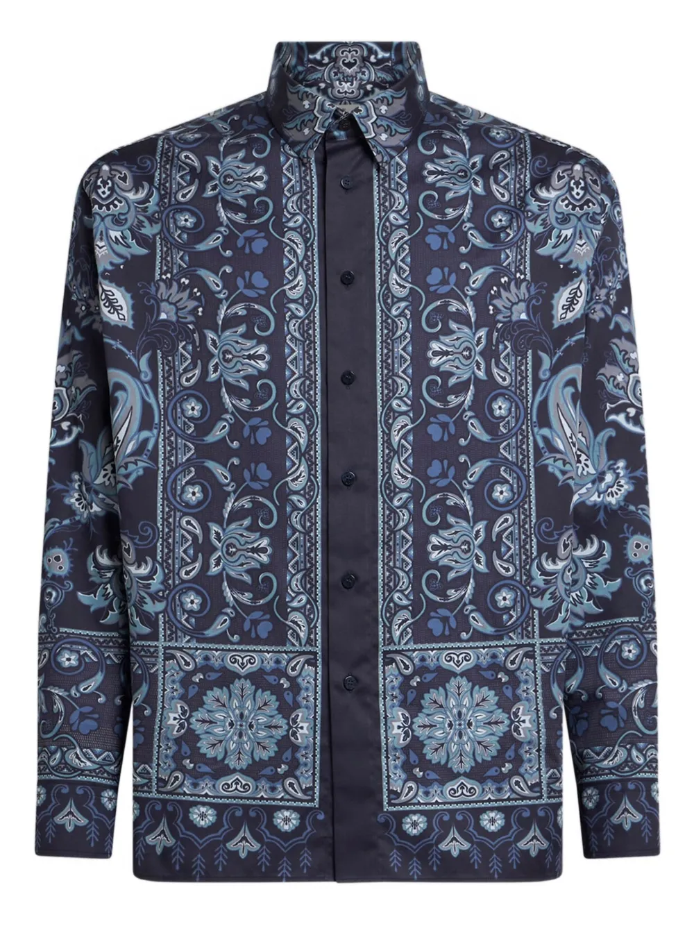 Etro Long Sleeve Button-down Paisley Print Shirt In Blue