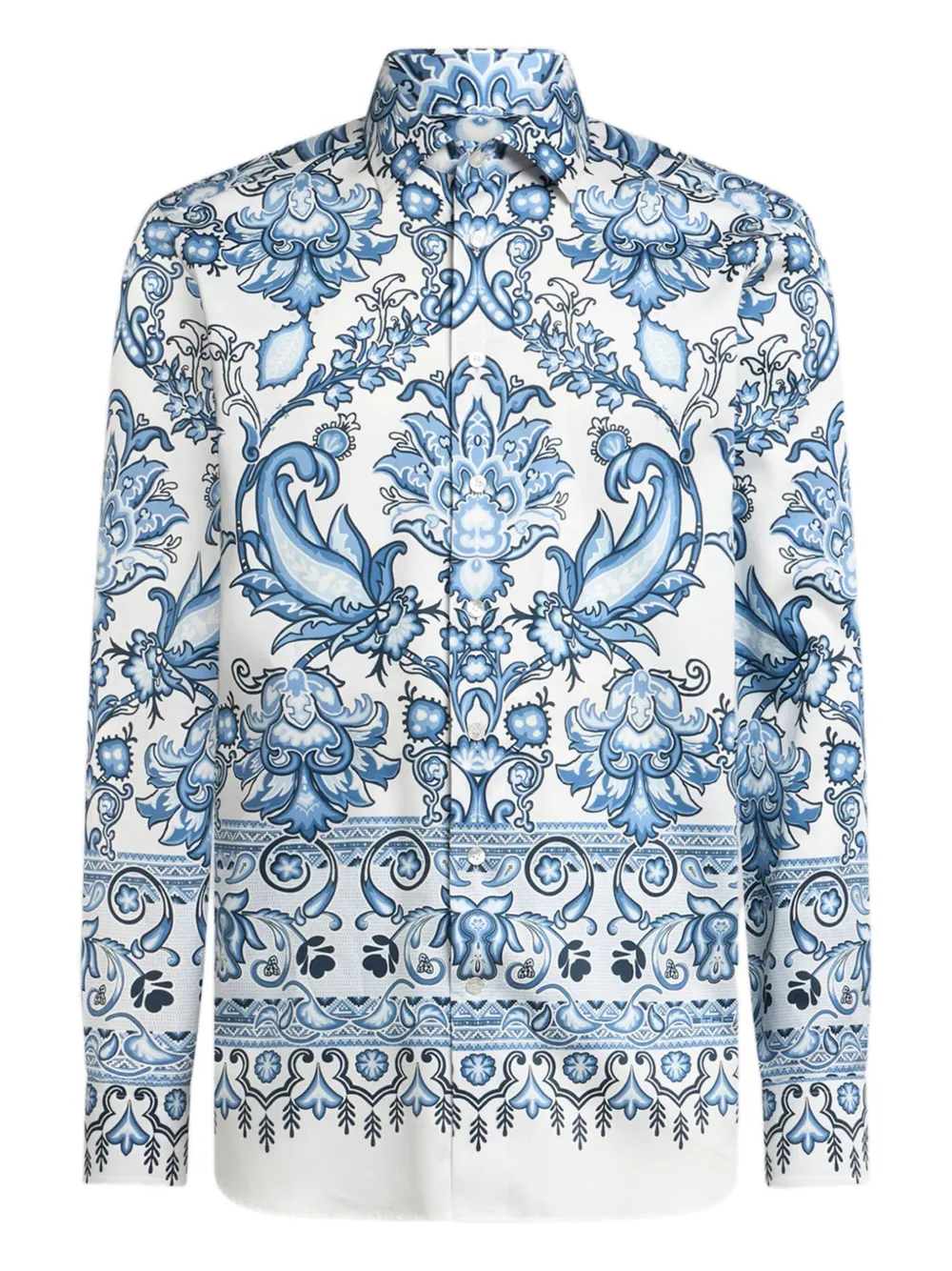 Etro Floral Print Cotton Long Sleeve Shirt In Multi