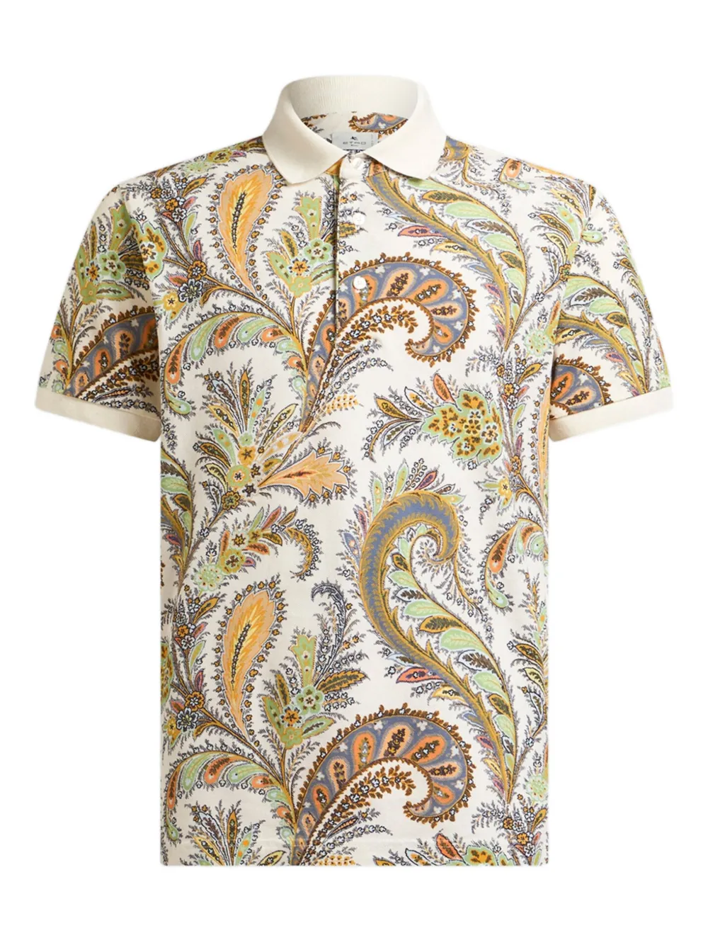 Etro Roma Polo Shirt Paisley Print In Neutral