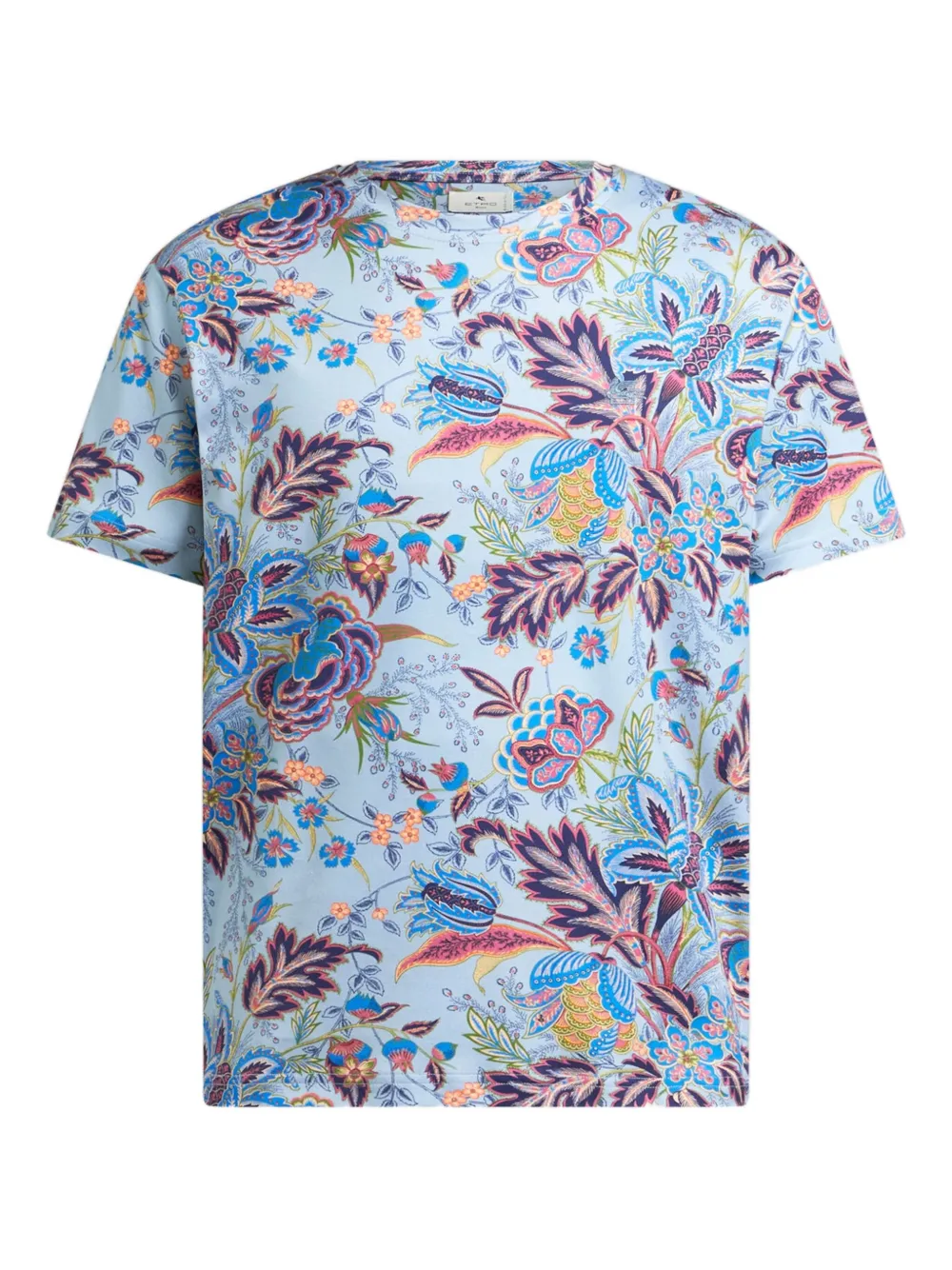 Etro Floral Print Short Sleeve Round Neck T-shirt In Multi