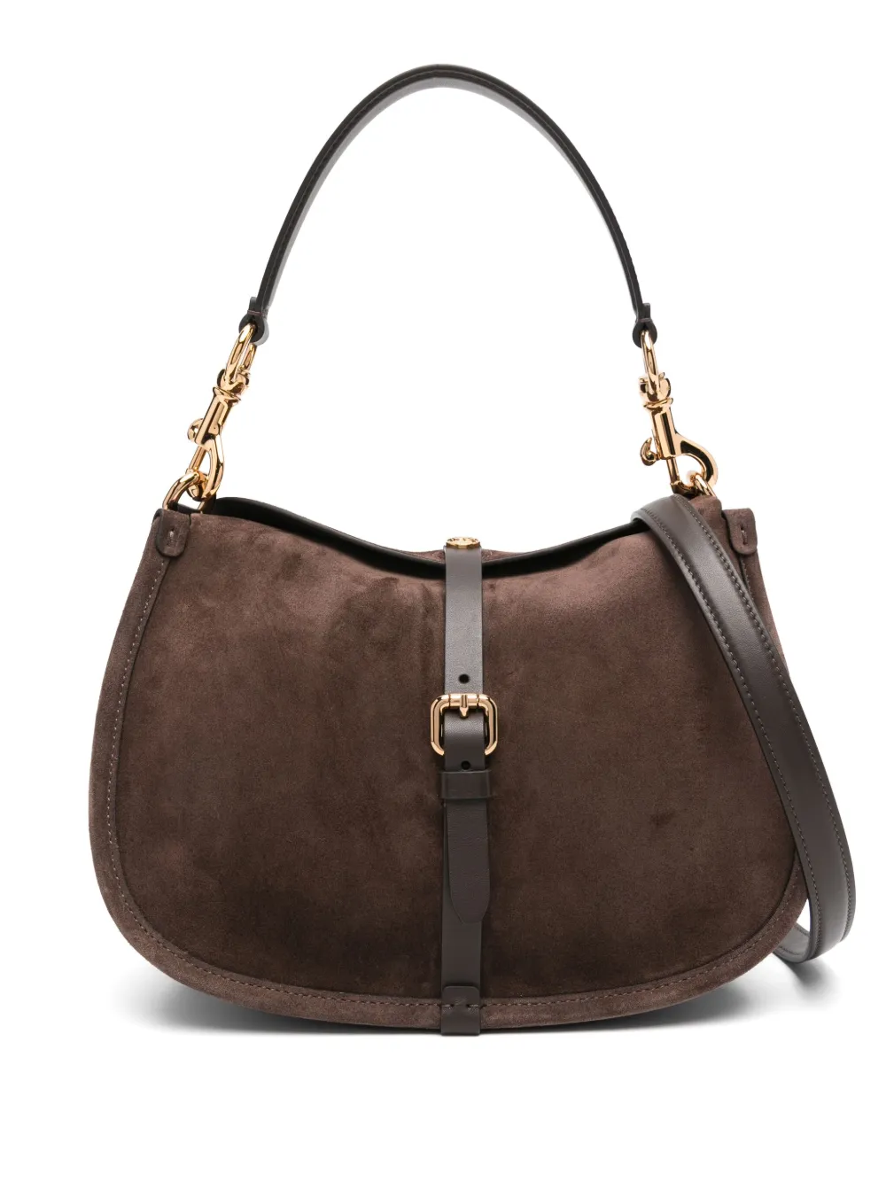 Etro Pegaso Coin Suede Crossbody Bag In Brown