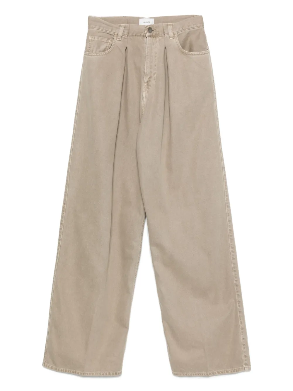 Haikure Soft Pleated High Waist Trousers In Neutral
