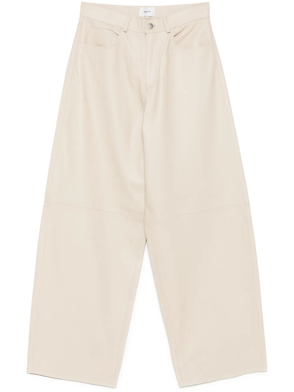 Haikure Wide Leg Leather Trousers With Belt Loops In White
