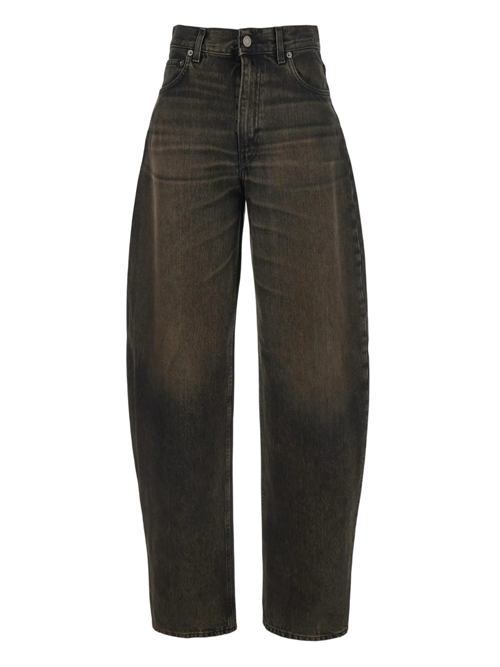 Haikure Relaxed-fit High-waist Jeans With Vintage Wash Effect In Brown