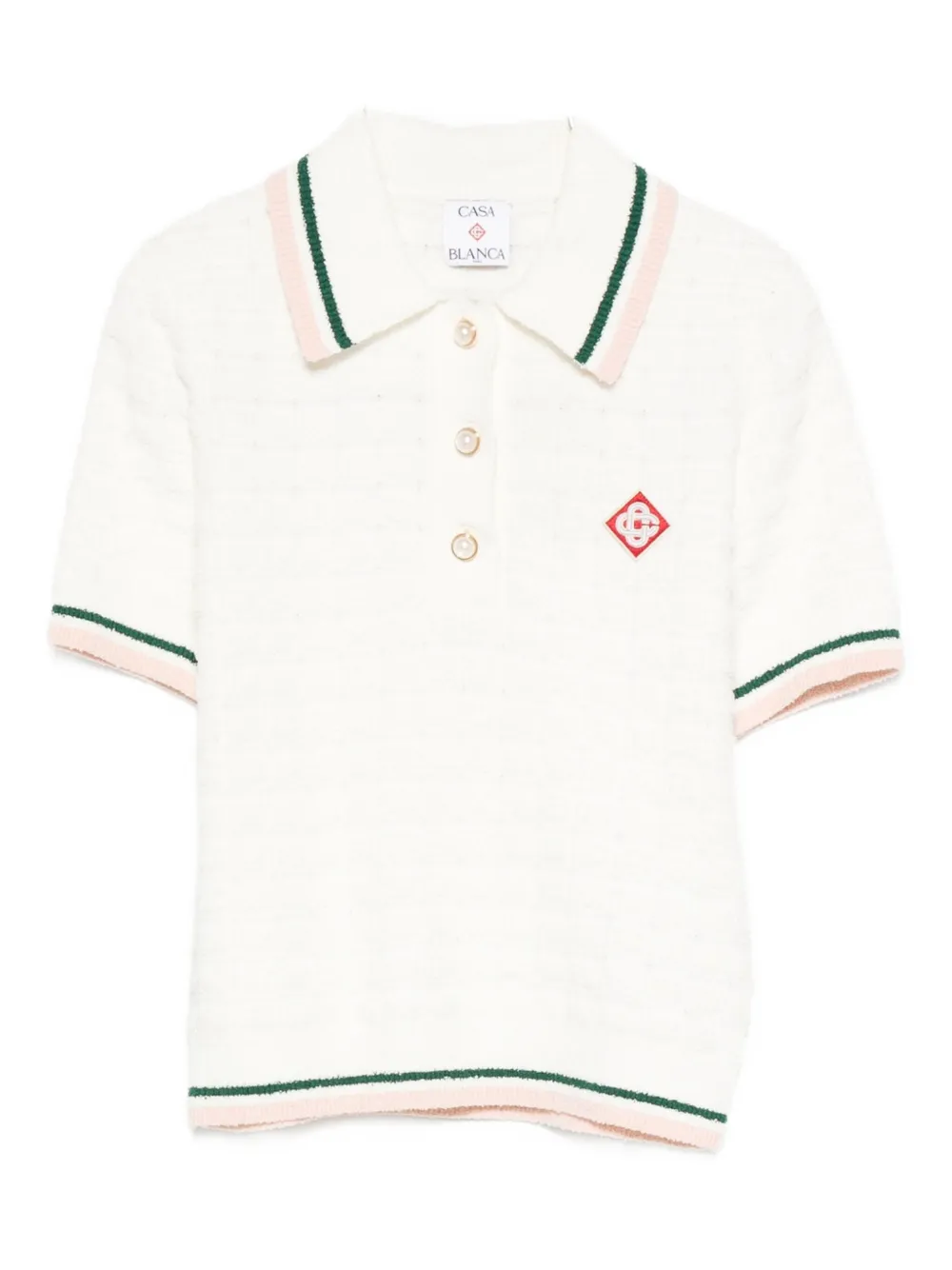 Casablanca Textured Cotton Polo Shirt With Contrast Collar In Multi