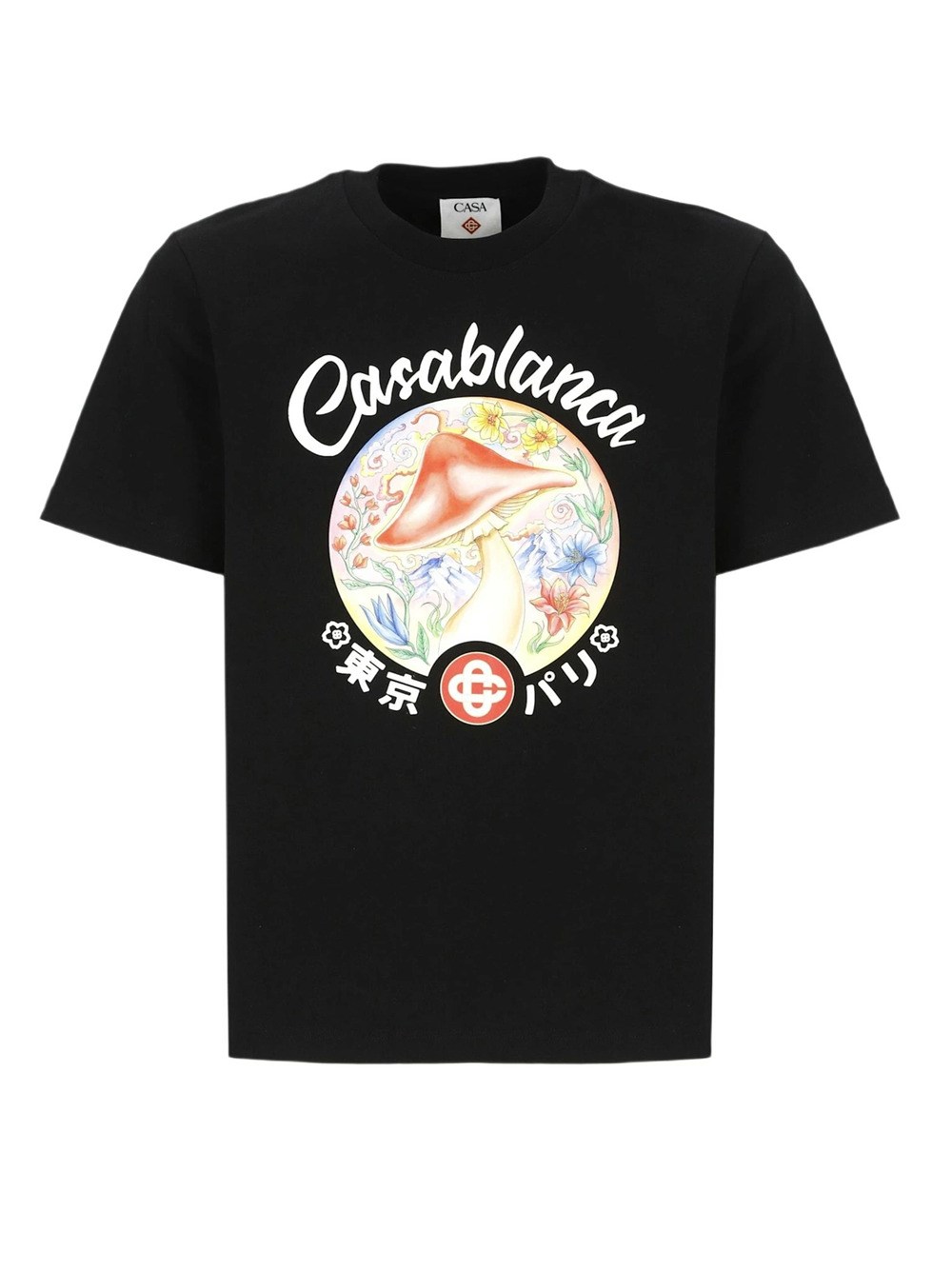 Casablanca Black Crewneck T-shirt With Logo On The Front In Black