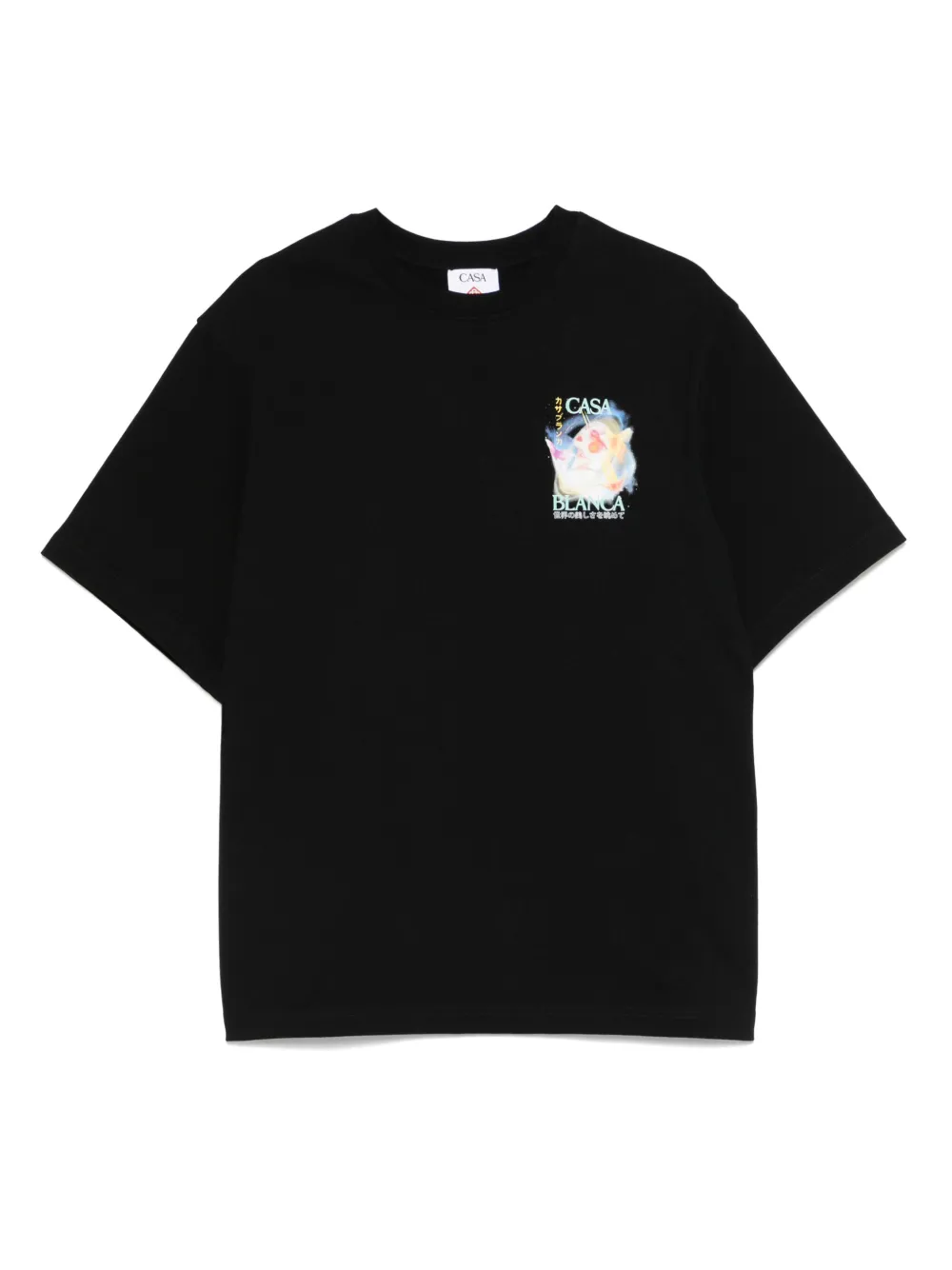 Casablanca Crew Neck Graphic Print Short Sleeves In Black