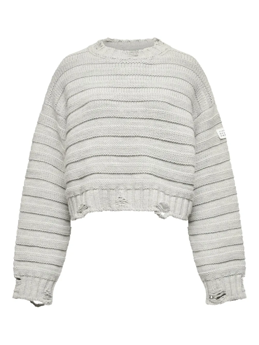 Mm6 Maison Margiela Mm6 By Maison Margiela Cropped Grey Crewneck Sweater In Gray