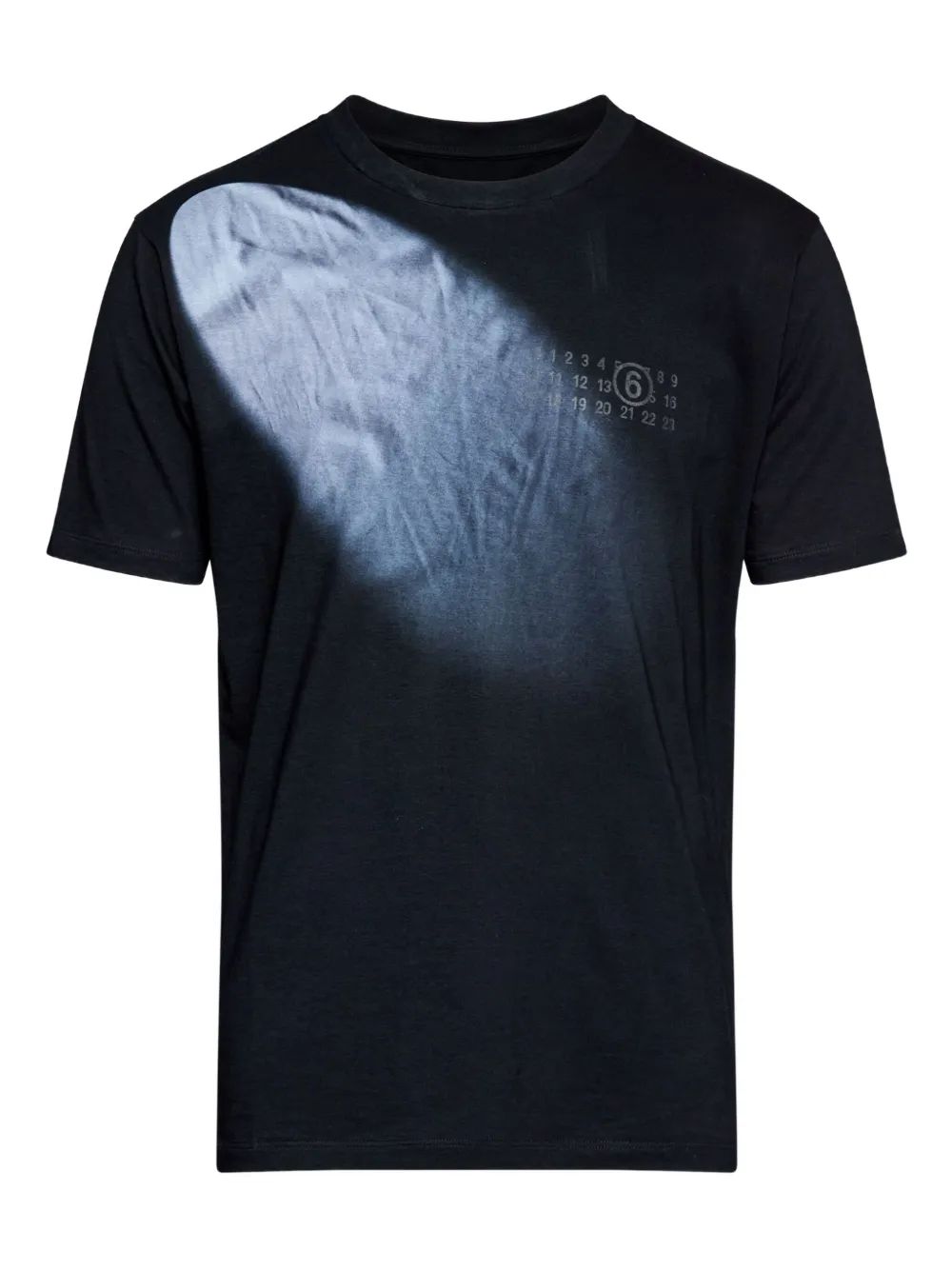 Mm6 Maison Margiela Mm6 By Maison Margiela Gradient Effect Black T-shirt With Subtle Graphic Print In Black