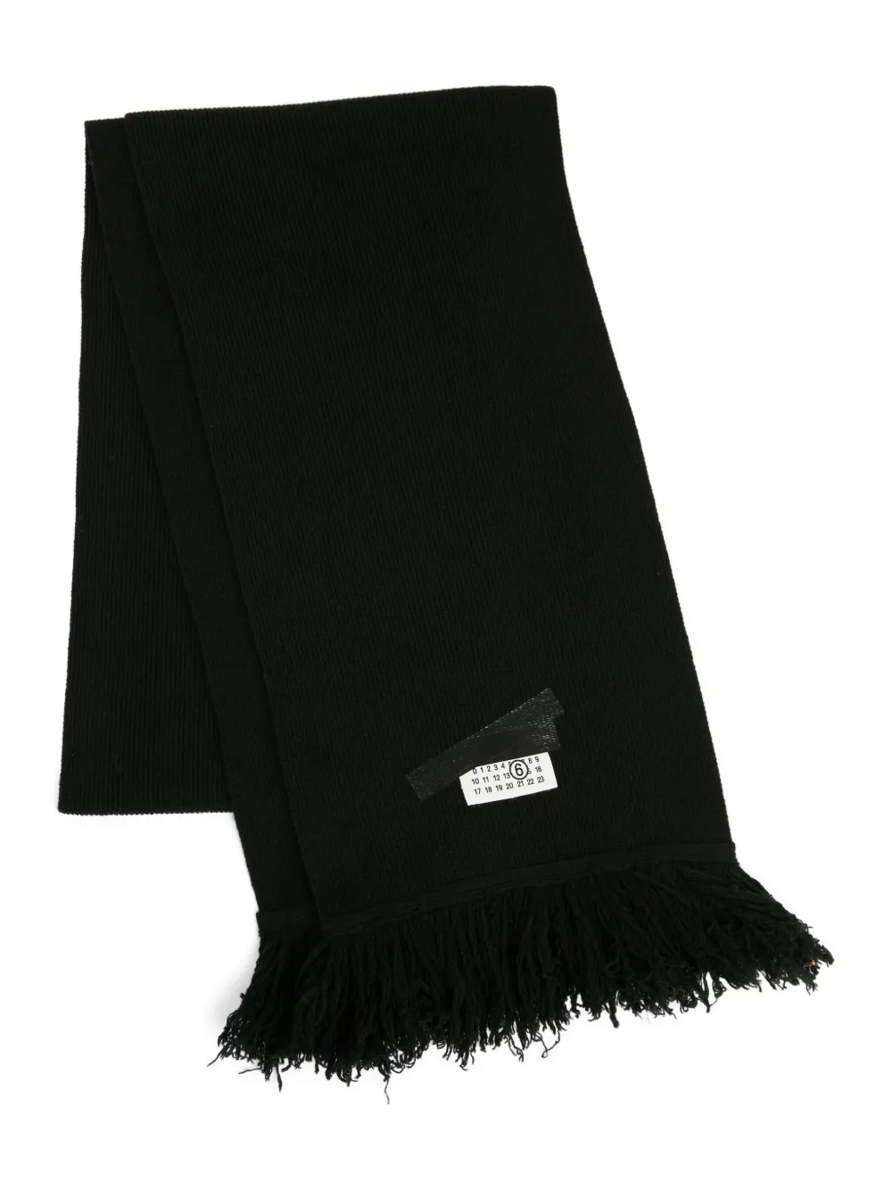Mm6 Maison Margiela Mm6 By Maison Margiela Black Ribbed Texture Scarf With Fringed Edges In Black