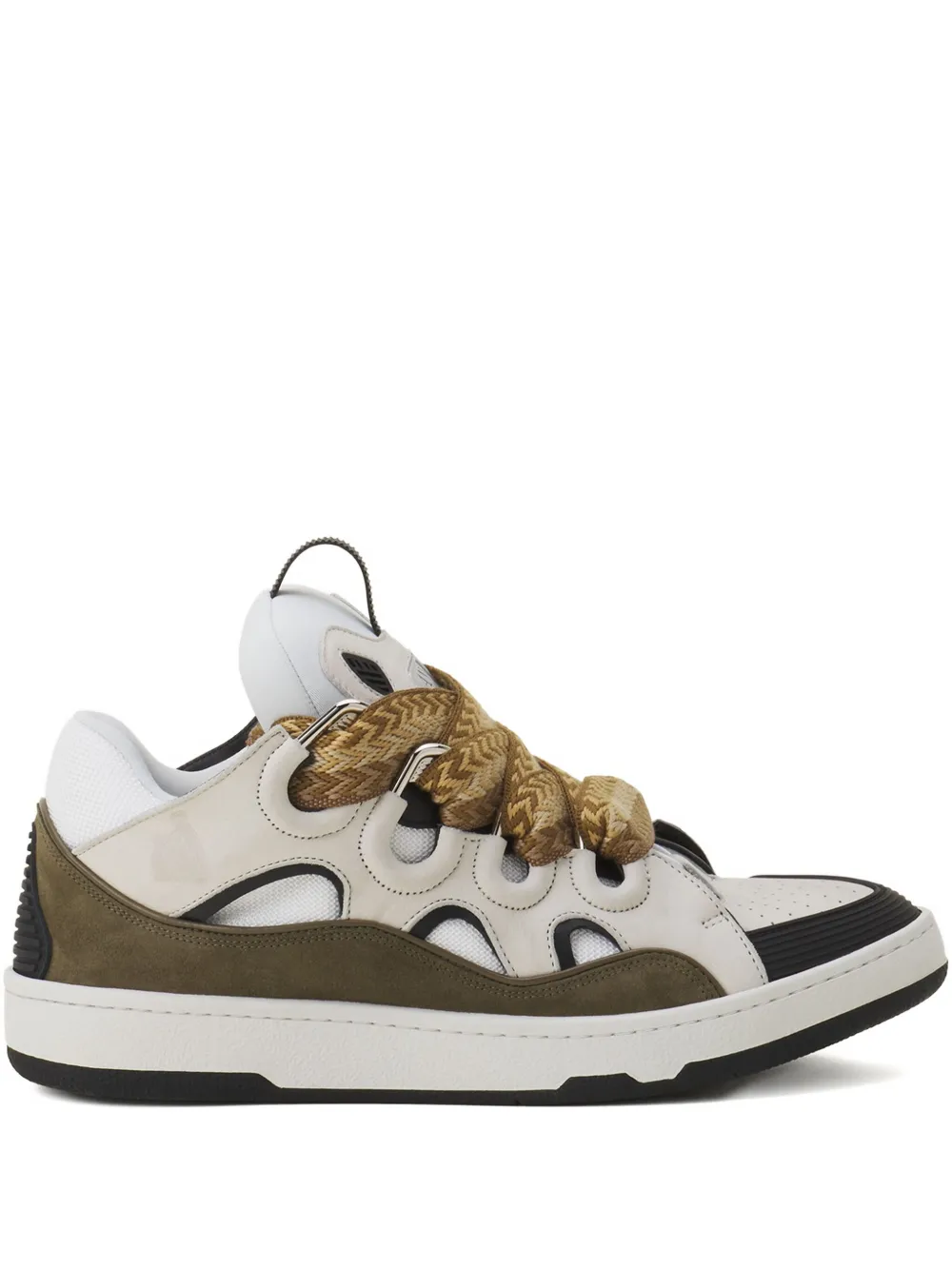 Lanvin Curb Sneakers In Grey Suede And Leather In White