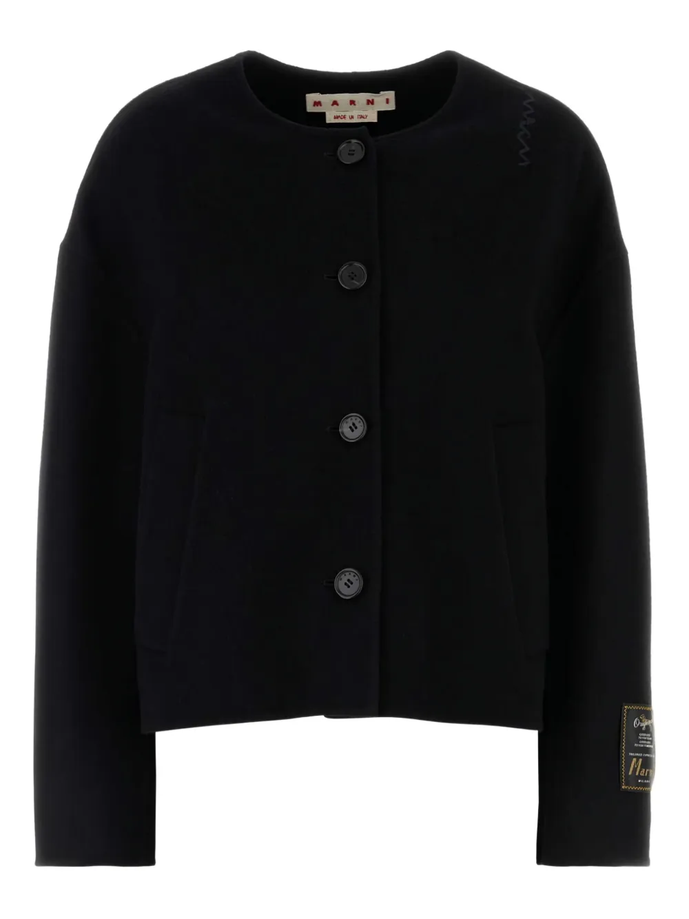 Marni Felt Blazer With Long Sleeves And Patch Pockets In Black