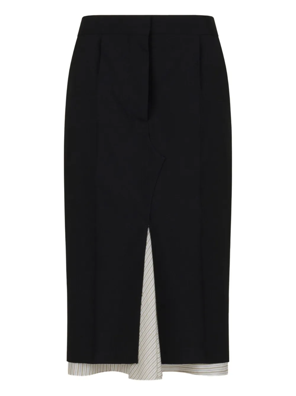 Marni Wool Midi Skirt Exposed Lining In Black