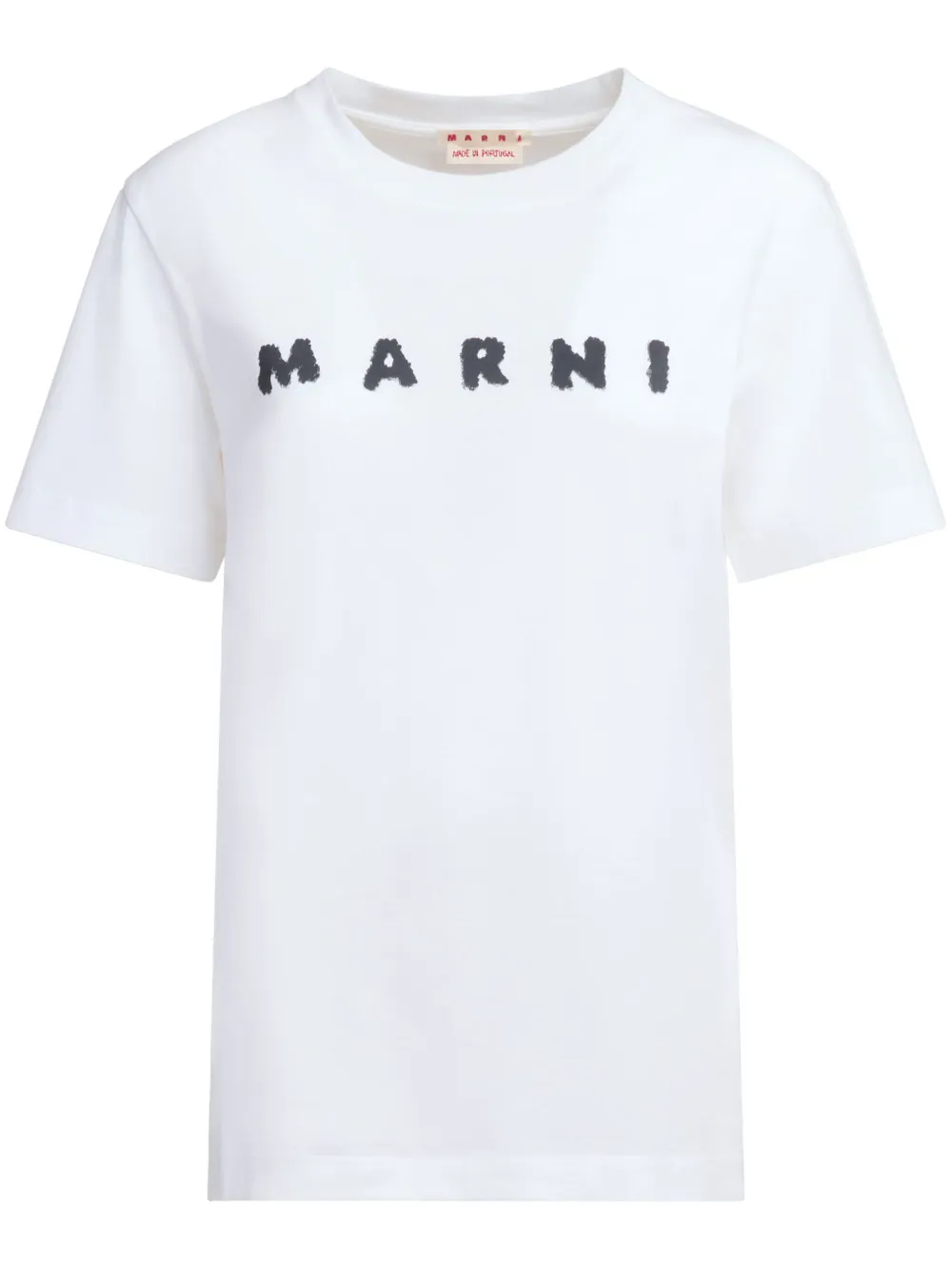 Marni Oversized Crew Neck T-shirt With Scribbled Logo In White