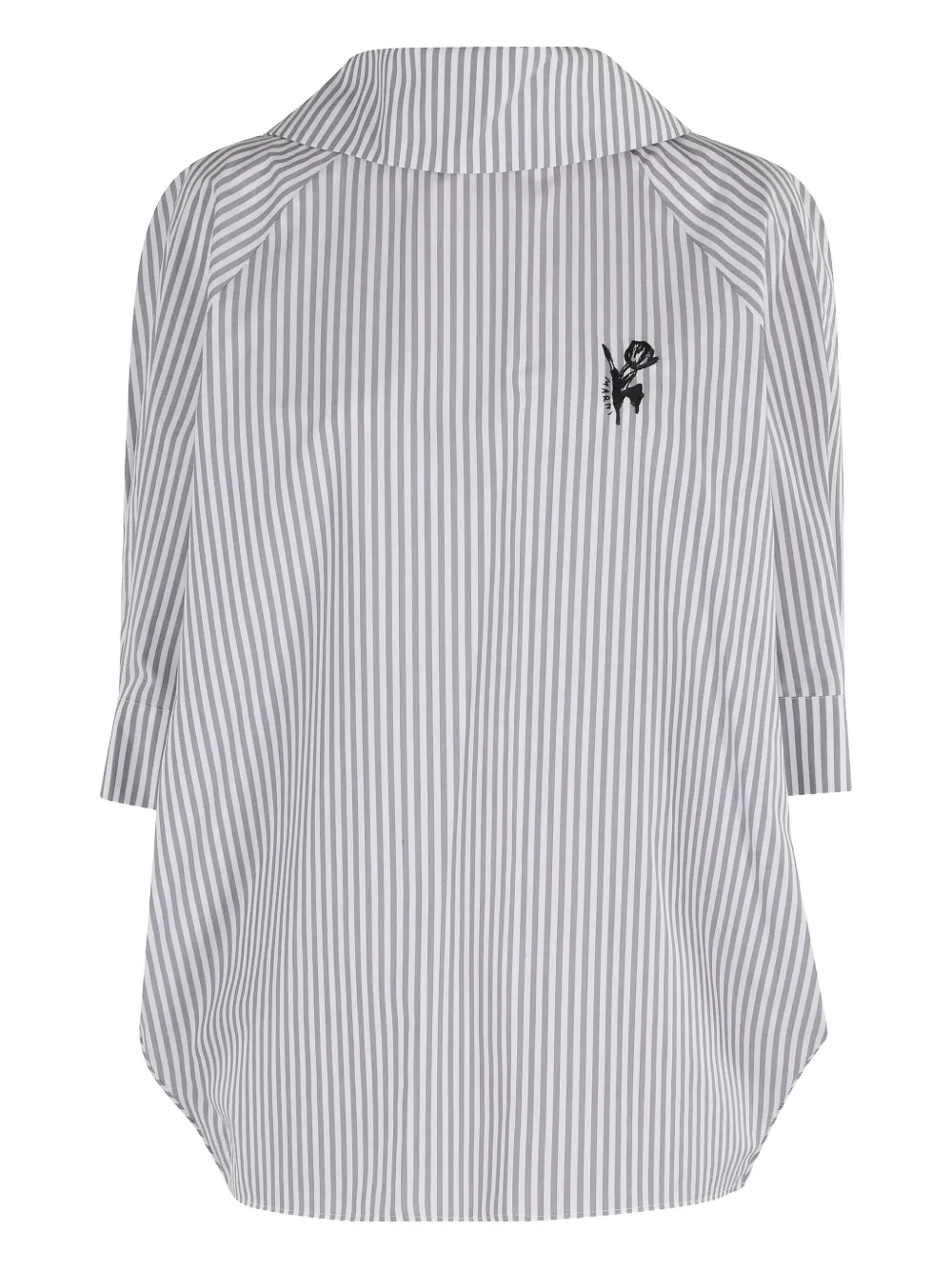 Marni Striped Top With Embroidered Detail And Wide Collar In Blue