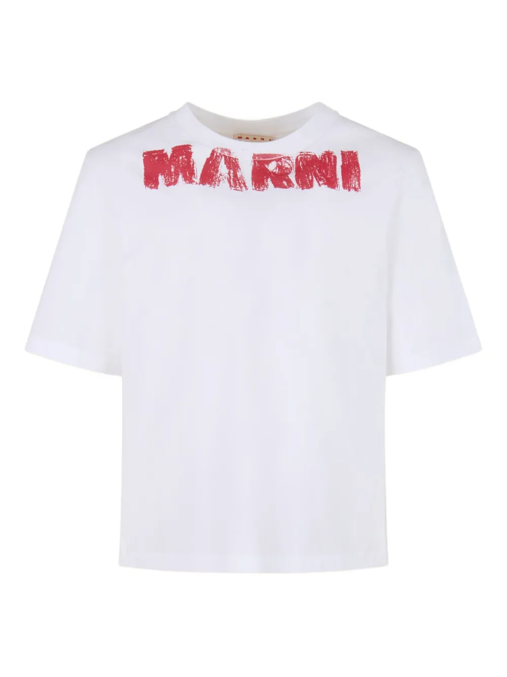 Marni Graphic Print Round Neck Short Sleeve T-shirt In White
