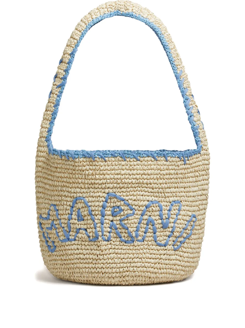 Marni Medium Woven Shoulder Bag Trim In Nude