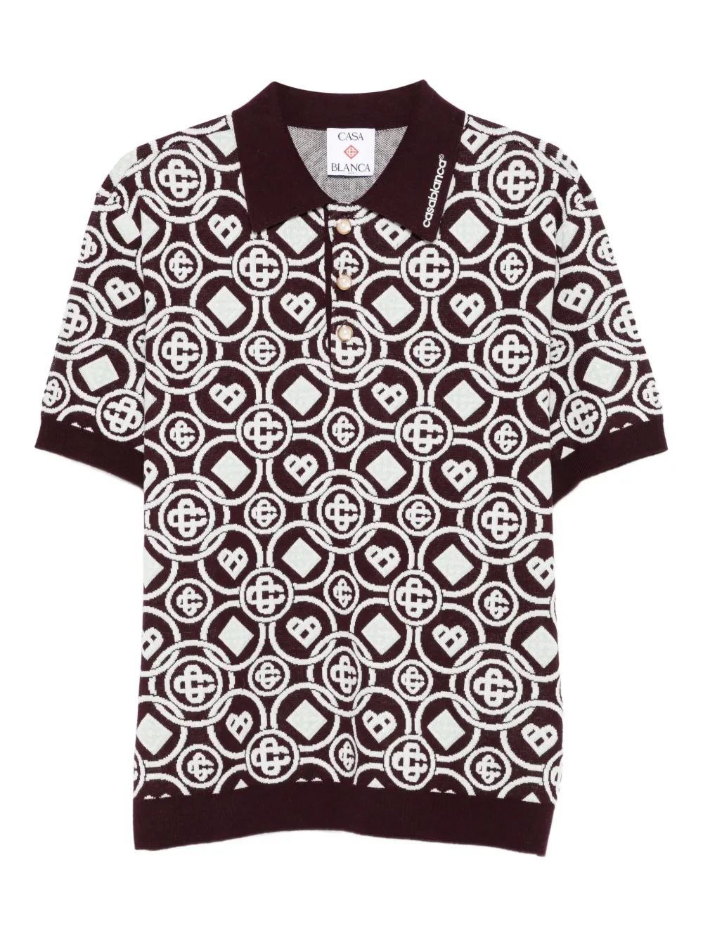Casablanca Monogram Knit Short-sleeved Polo T-shirt In Multi