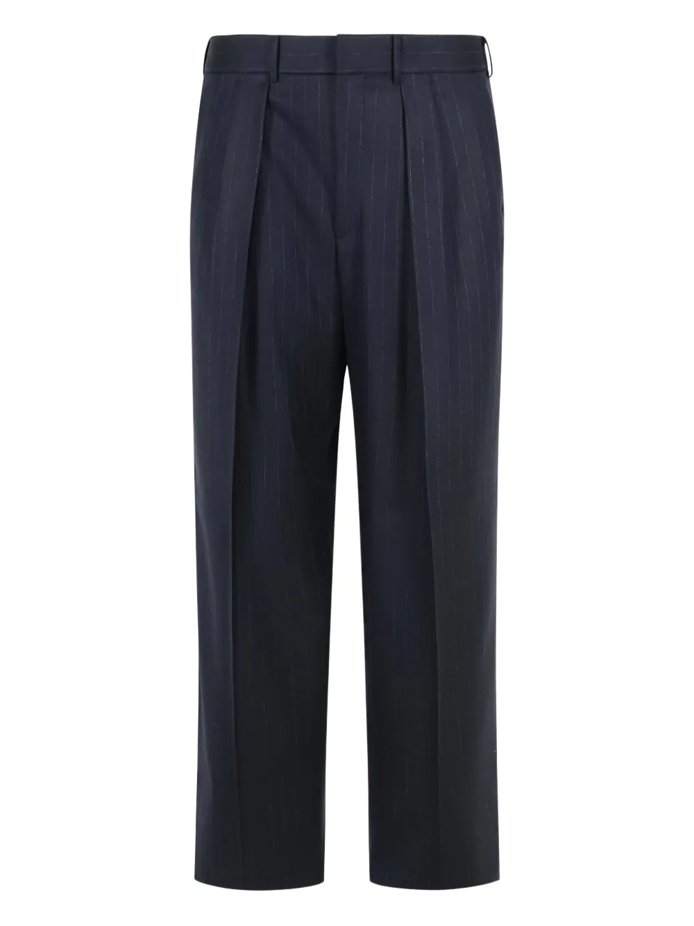 Tom Ford Wool Trousers With Pleated Front And Pinstripe Pattern In Blue